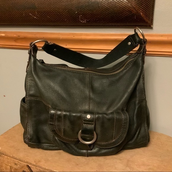 Fossil black textured leather shoulder purse - Picture 1 of 11